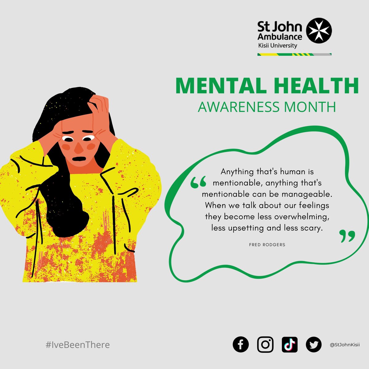 StJohnKisii's tweet photo. “Anything that’s human is mentionable, anything that’s mentionable can be manageable. When we talk about our feelings they become less overwhelming, less upsetting and less scary.” ~ Fred Rodgers

#StJohnKisii #StJohnPeople #StJohnCares #MentalHealth #MentalHealthAwareness https://t.co/XwL4szOPLN