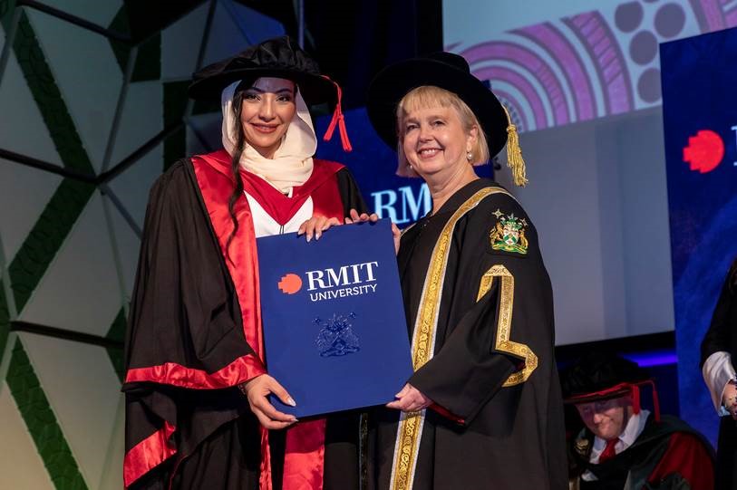 RMIT's tweet photo. It was an amazing day to celebrate our graduating doctoral degree students last Friday! Congratulations once again on all your hard work and resilience over the last few years. We couldn’t be prouder! #PHDGraduation #RMITGrad #Graduation #PHD #SoProud https://t.co/hHtMzHJeo8