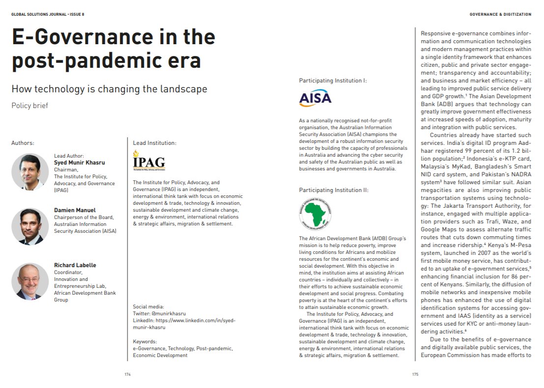 glob_solutions's tweet photo. Is #data the “new oil”? @munirkhasru @ipag_org, Damien Manuel, AISA and @rlabelle  @AfDB_Group say data is the bedrock of a rights-based and user-centered environment in the 21st century. Read more in the new #GSJournal: https://t.co/DPu5c13O24 https://t.co/RFaG7y5vmt
