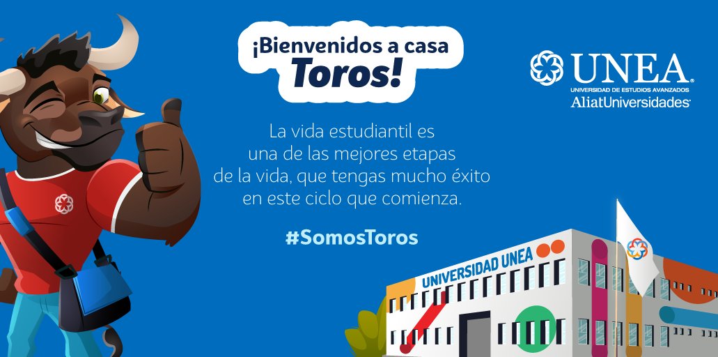 unea's tweet photo. Estamos muy contentos de tenerte de vuelta en nuestras aulas. ¿Estás listo para seguir alcanzando tus metas profesionales? 💪😎🎓
#BackToSchool #Clases2022 #UNEA #TorosUNEA https://t.co/ujU0VQ5uza