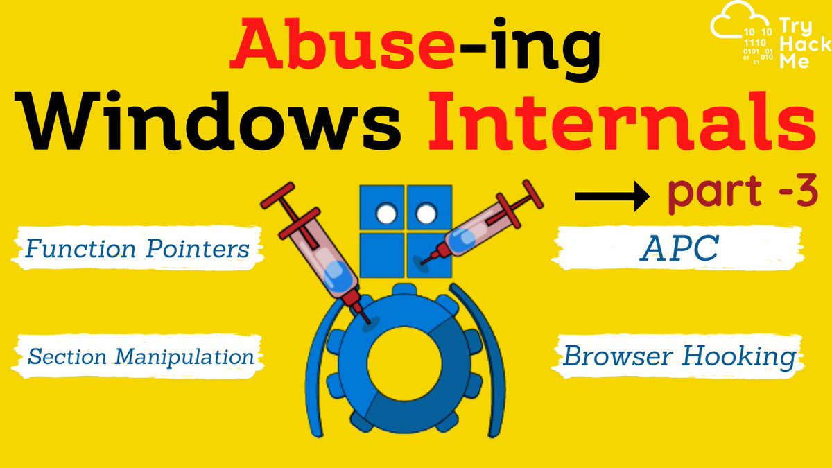 realperumalj's tweet image. Final part of TryHackMe 's Abusing Windows Internals
Premiering from May 16th 2 PM UTC ----> youtu.be/nQJTd6AD2VE
#apc #functionpointer #hooking #cybersecurity #windowsinternal #windows #youtube