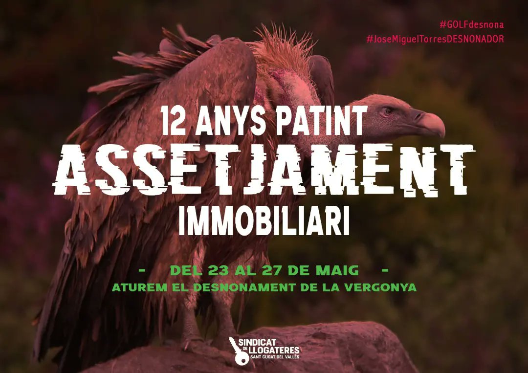 LlogaterStCugat's tweet photo. ⚠️ TORNEM A ATURAR DESNONAMENT DE LA VERGONYA

A la Nuri, la Carol i la Núria les ha assetjat durant 12 anys el president del Golf de Sant Cugat, José Miguel Torres. 

❗Ara, tenen nova data de desnonament en data oberta del 23 al 27 de maig. 

Defensem casa la Nuri!
#GolfDesnona https://t.co/IqnhoJ4sKt