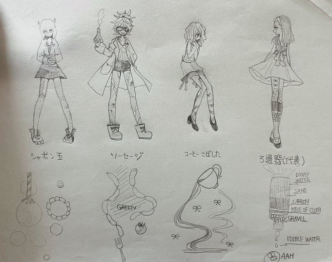 これ高校生の時の…タイツのパターン考えてただけだったのが、何名か謎にキャラクター起用されてそのまま現行の創作の中核にいる〜〜覚えてない なぜなの 