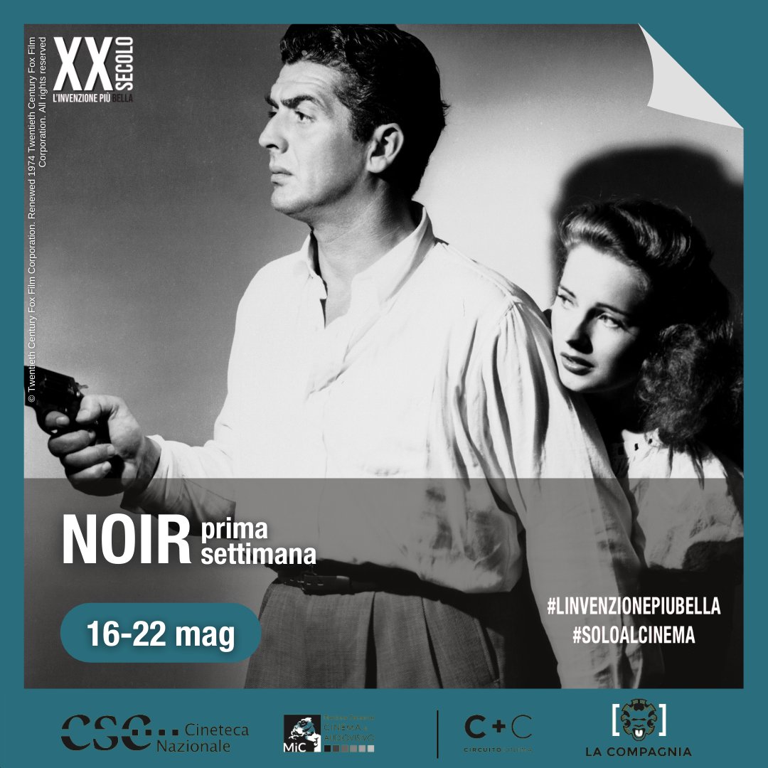 🕵🏻‍♂️ Dal 16 al 22 maggio la Cineteca Nazionale presenta una prima tranche di #noir americani per introdurre o rifare amicizia con quegli autori e attori che hanno nutrito l’immaginario mondiale di donne perdute, talpe e sbirri incalliti: bit.ly/3sCkrar

#SoloAlCinema