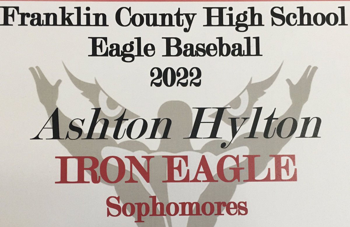 Ashton Hylton 2024 FCHS checking some boxes! National Honor Society Inductee✅ Blue Ridge District VHSL Academic Honor Roll✅FCHS Baseball Iron Eagle Sophomore Award✅Varsity Letterman✅