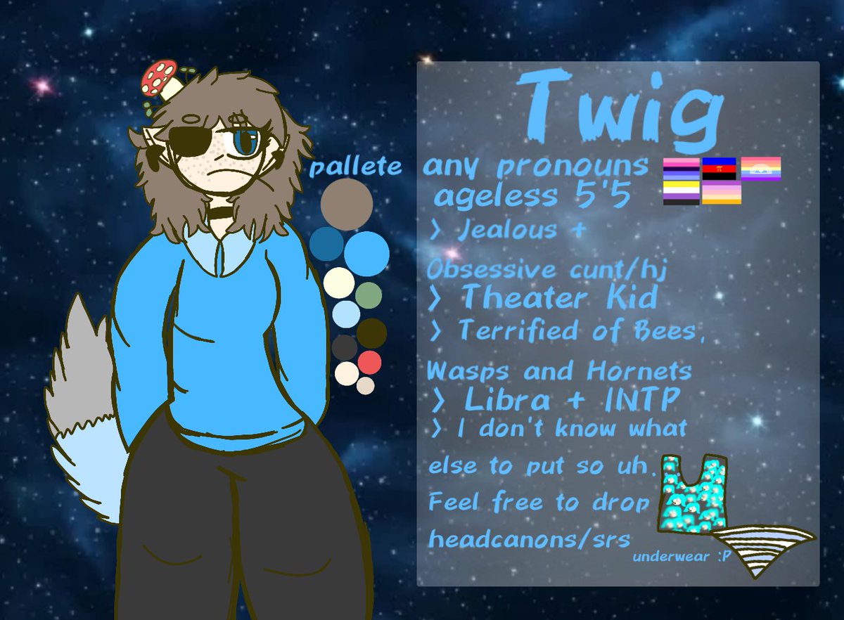 IcyLapis's tweet photo. secondary sona. i tried to make them a mix of icy, cedar and irl me with some additional features. also woo, new ref style.
(ignore tags): #originalcharacter #persona #referencesheet #omnisexual #nonbinary #polyamorous #trixic #xenogender #libra #intp #shimapantsu #mikubinder https://t.co/gcF3m005jk