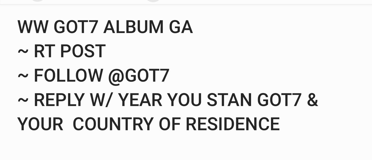 MEYHEARTJJP's tweet photo. In celebration of GOT7 new EP surpassing 100K sales in just 4 days I'm giving away 3 of their new albums. Only first 300 entries will be accepted. Winners announced by Saturday. 

#GOT7 #IGOT7 @GOT7 https://t.co/eOTa8hp0vr