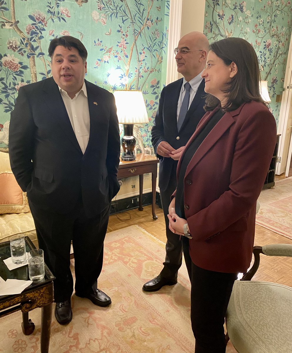 Καλωσορίσατε <a href="/PrimeministerGR/">Prime Minister GR</a>! 
<a href="/USAmbassadorGR/">Ambassador Kimberly Guilfoyle</a> Tsunis welcomed him to Washington DC and to the Blair  House - over which the Greek flag is flying.  We wish you well for a successful visit!