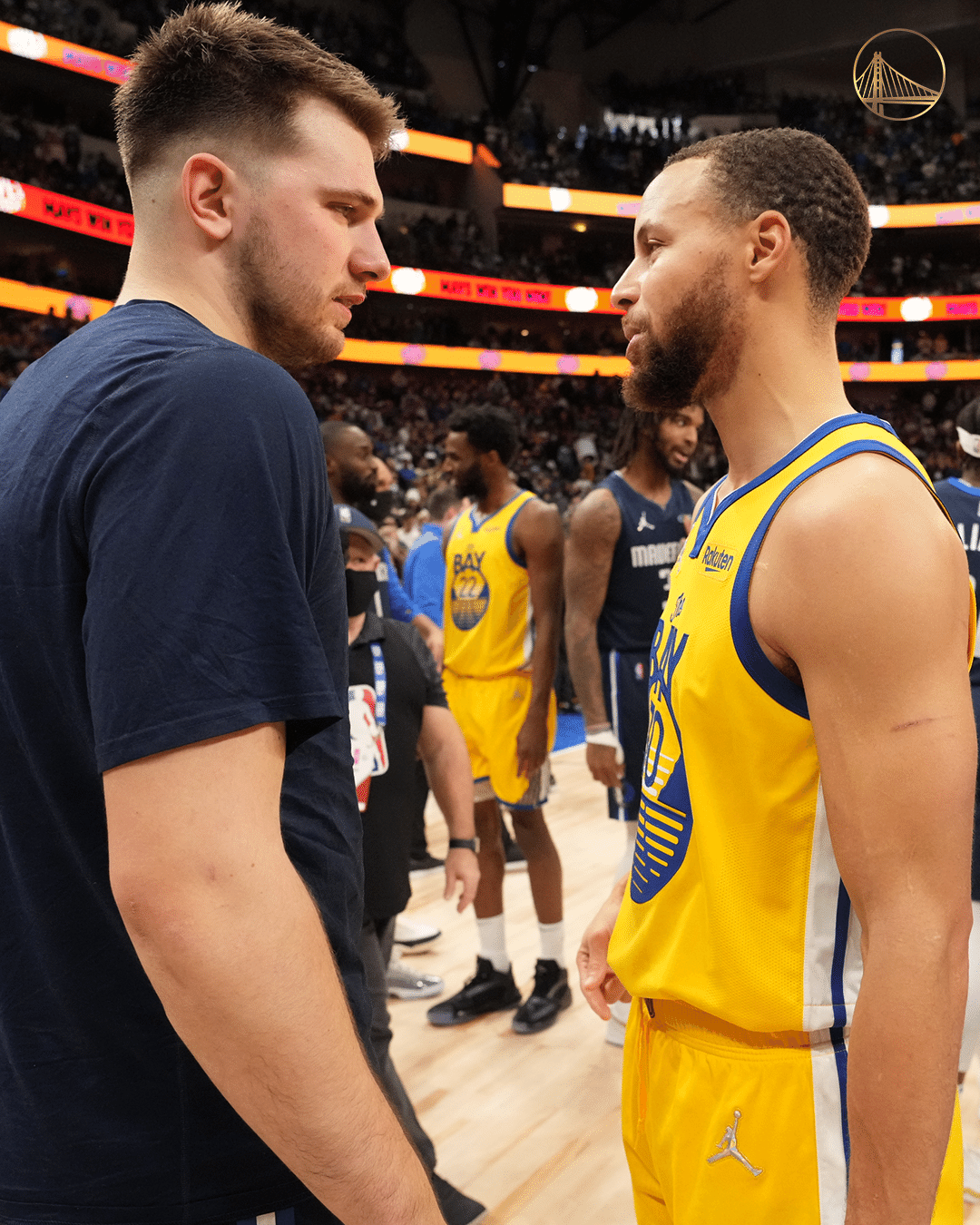 photo of stephen curry and luka doncic