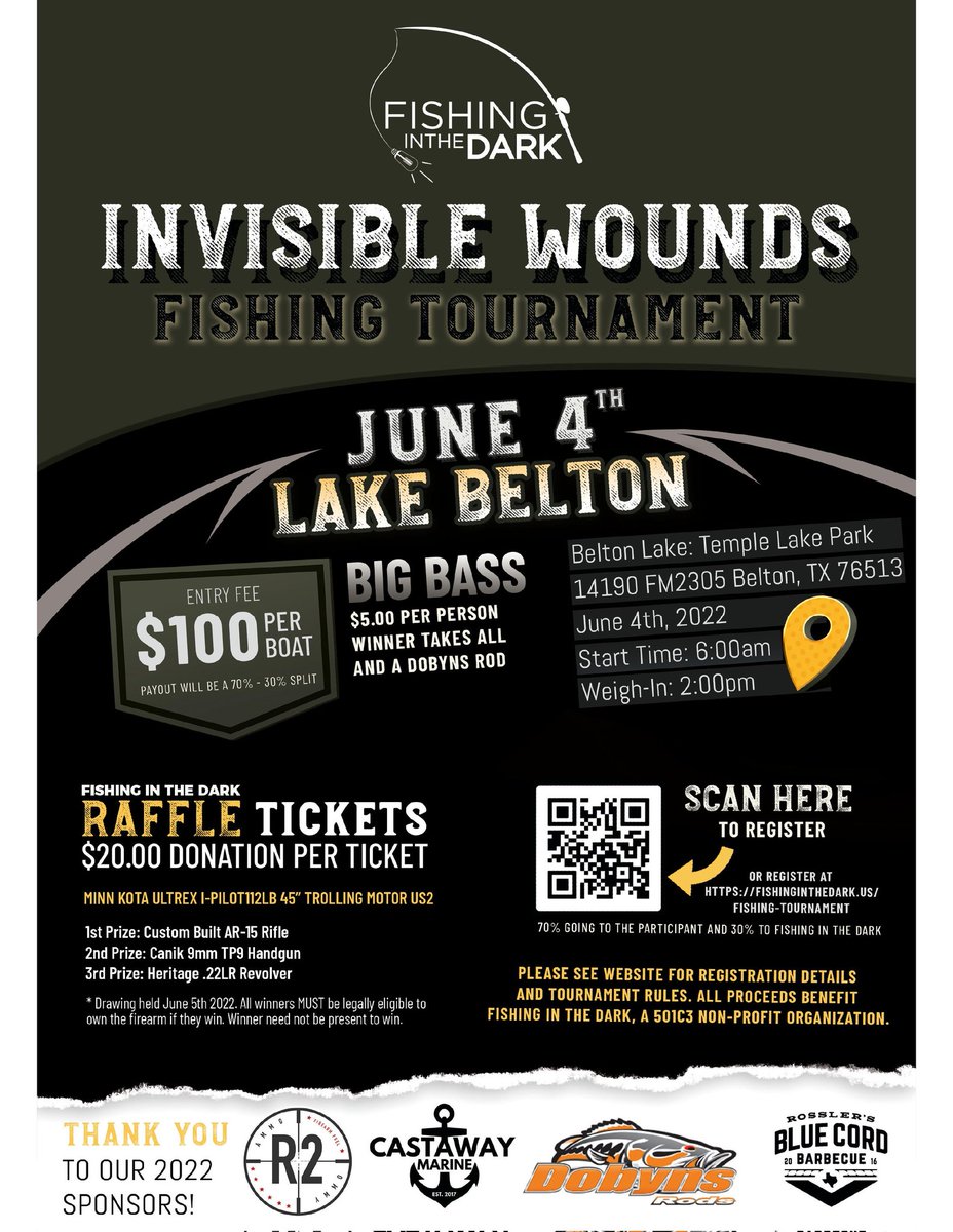 Come out June 4th to grab some bbq and fish the tournament!.  We are also raffling off 3 guns and an Ultrex trolling motor including installation! Tickets available now via our website and in person!

fishinginthedark.us/fishing-tourna…

fishinginthedark.us/store/ols/prod…

fishinginthedark.us/store/ols/prod…