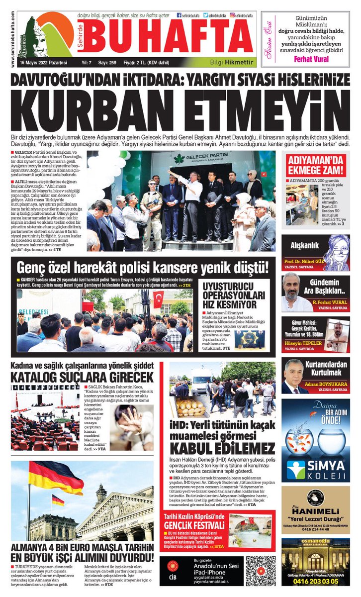 bu_sehirde's tweet photo. Doğru Bilgi Gerçek Haber.Size ‘BU HAFTA’ yeter. https://t.co/H6I2hg3Jlq