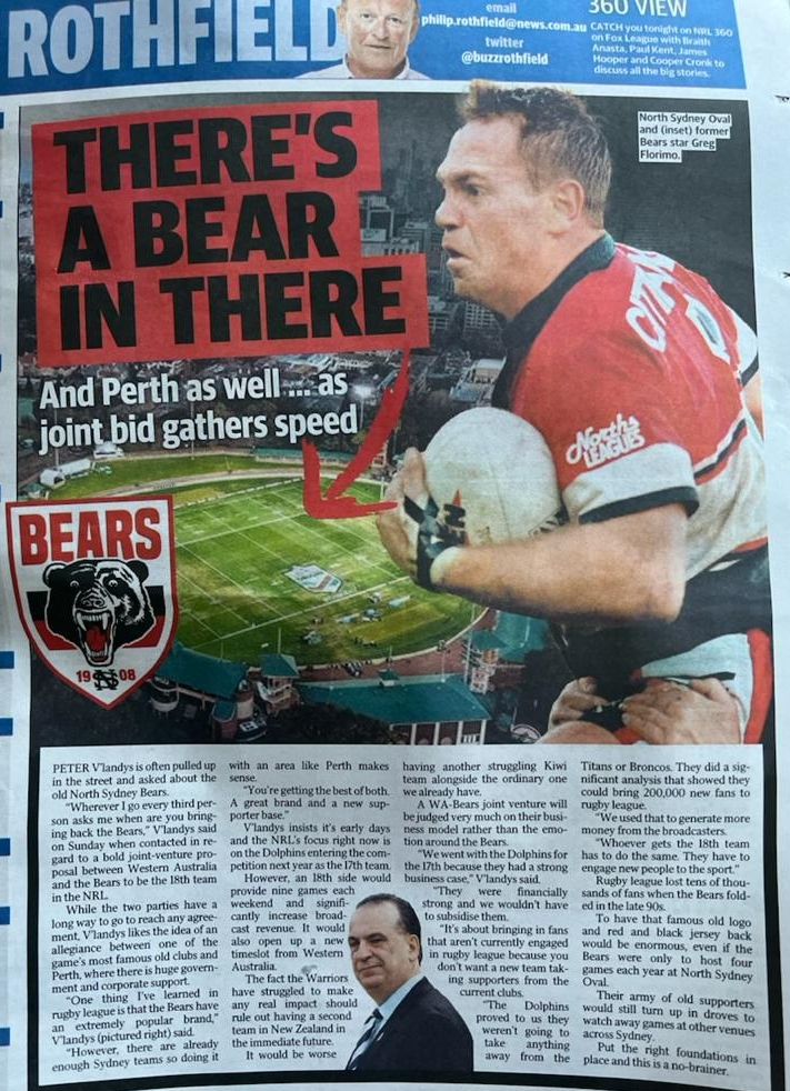 North Sydney Bears on Twitter "Bears are back in the media with our