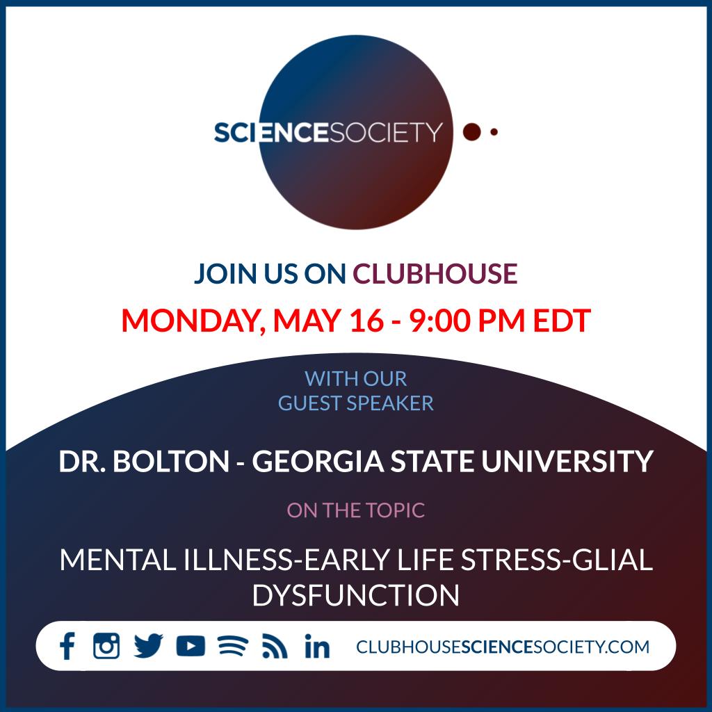 ScienceSociety8's tweet photo. I'm discussing “DR. BOLTON: MENTAL ILLNESS-EARLYLIFE STRESS-GLIA DYSFUNCTION” with @cecirahim, @pshrink, @SerenaM17009865, Deniz Ak, @JessicaLBolton, and Science Society. Monday, May 16 at 9:00 PM EDT in @clubhouse. Join us! https://t.co/ywc9uciHh9
GEORGIA STATE UNIVERSITY https://t.co/8nDclgUaBH