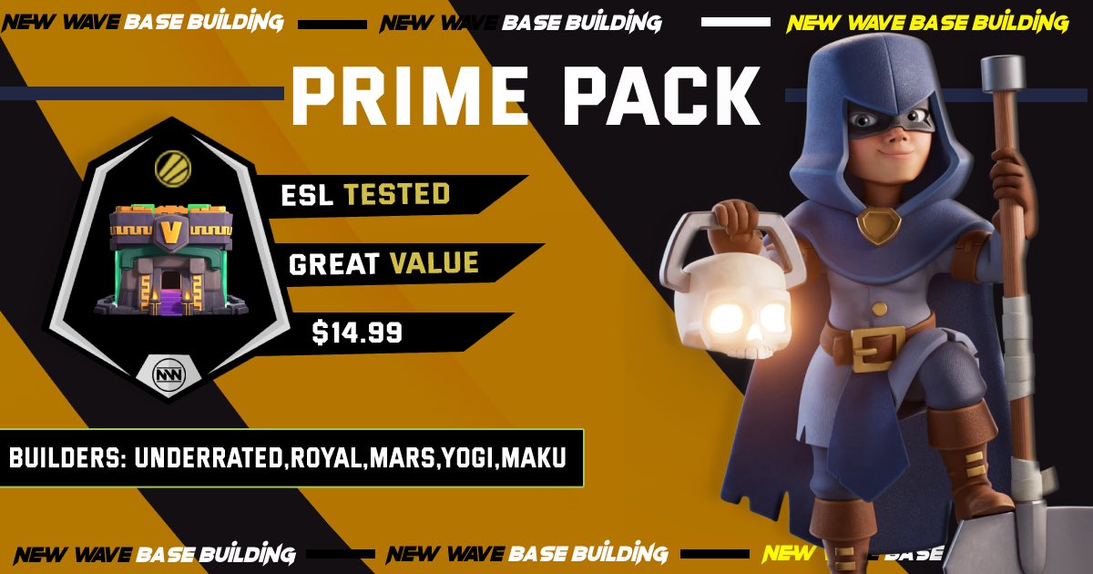With all the craziness with leagues and Mobile Open now it’s the prime time for a great value pack!

👉7X ESL Bases 
👉ESL Tested 
👉5 Slots available to reduce burn-ablity

Order through our discord server discord.gg/8YPXuSCc

#ClashofClans <a href="/CoCEsports/">Clash of Clans Esports</a>