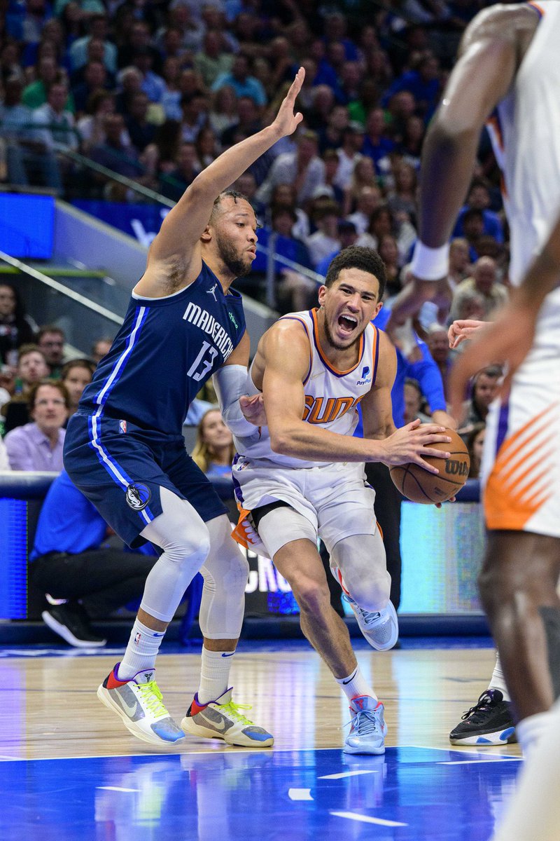 All_Things_Mavs's tweet photo. “Devin Booker, you have been eliminated from the NBA Playoffs after absolutely disappearing in Game 7… how do you feel?”

Devin Booker: https://t.co/irByNYoJLj