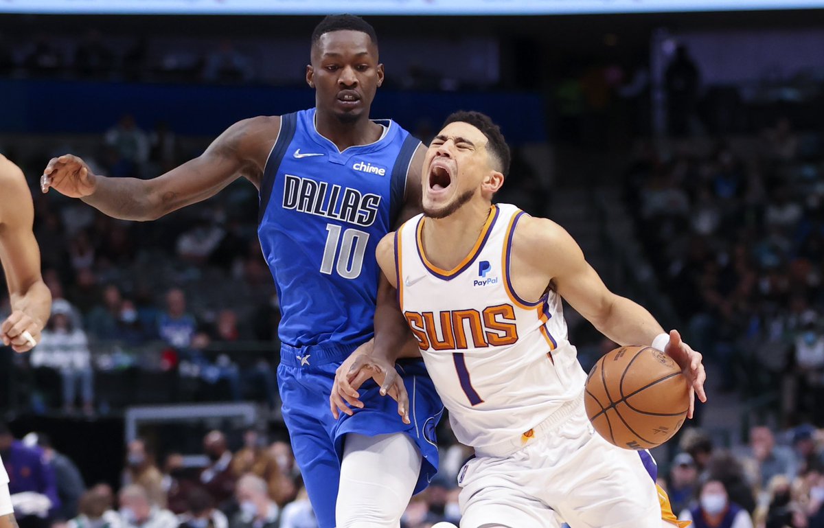 All_Things_Mavs's tweet photo. “Devin Booker, you have been eliminated from the NBA Playoffs after absolutely disappearing in Game 7… how do you feel?”

Devin Booker: https://t.co/irByNYoJLj