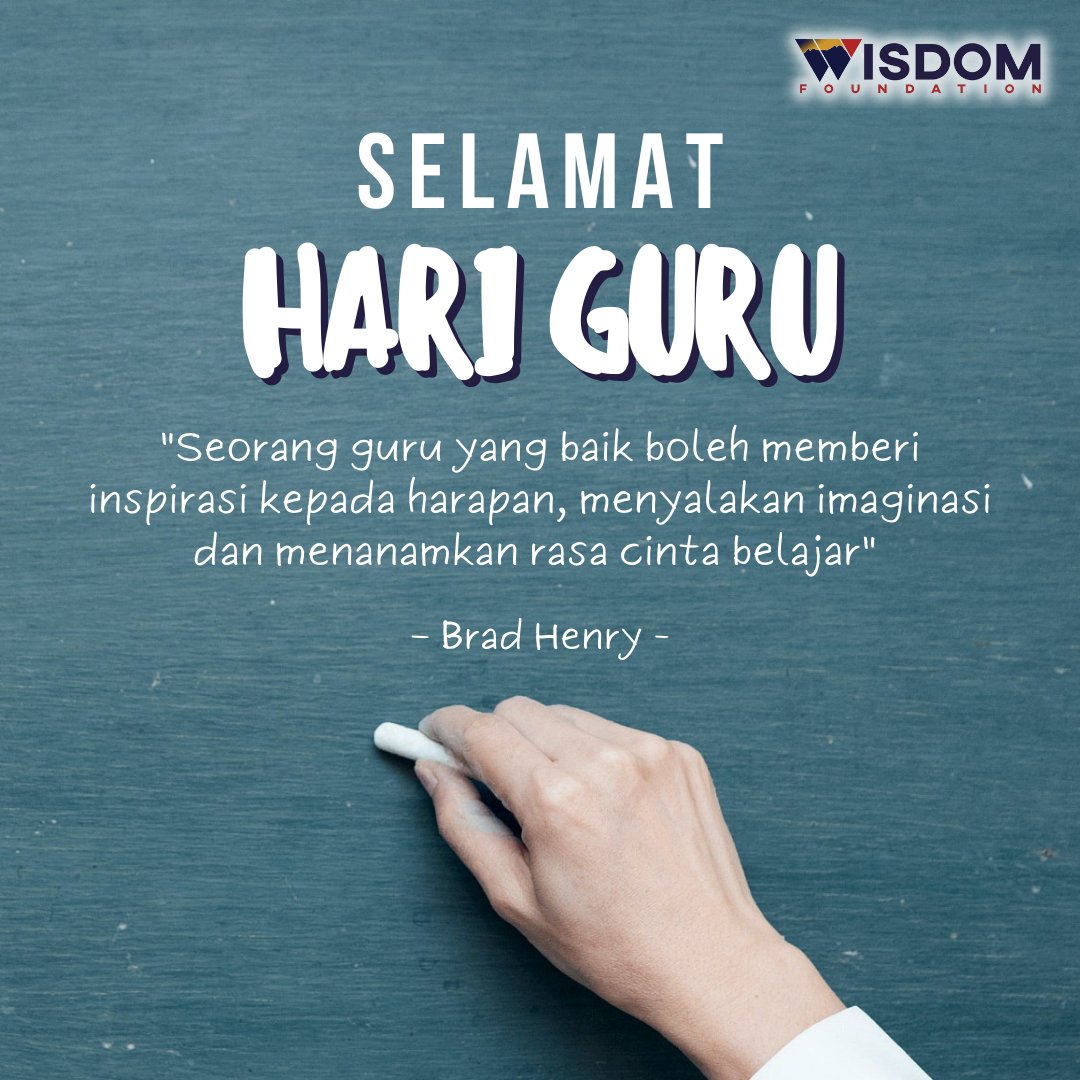 myWISDOMF's tweet photo. WISDOM Foundation ingin mengucapkan Selamat Hari Guru kepada semua guru yang telah memberi kita kebijaksanaan, dedikasi dan kebaikan mereka serta memberi inspirasi kepada orang yang kita jadi pada hari ini. 👩🏻‍🏫👨🏻‍🏫📚✨

#selamathariguru #hariguru2022 #wisdomwishes #mywisdomf https://t.co/FVud8V98AG