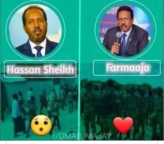 Waxan jecely inaa waydiiyo madax weyne maxmed cabdilaahi farmaajo dawlada Somalia wuu soo mamuuley in badan imikan waa uu wareejinaya xasan sheekh maxmuud oo hada ah madax weyne cusub wuu somarey dalka mudaa aan fogay 
Oo laxasuusto kee aya dalka ufican suaal somalida utaal