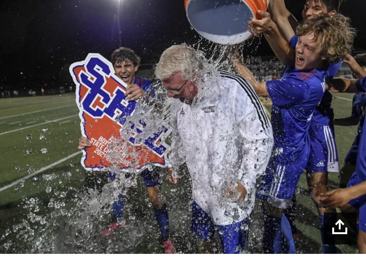 Coach Columbia from Riverside HS takes a bath. Well done Riverside HS soccer team.