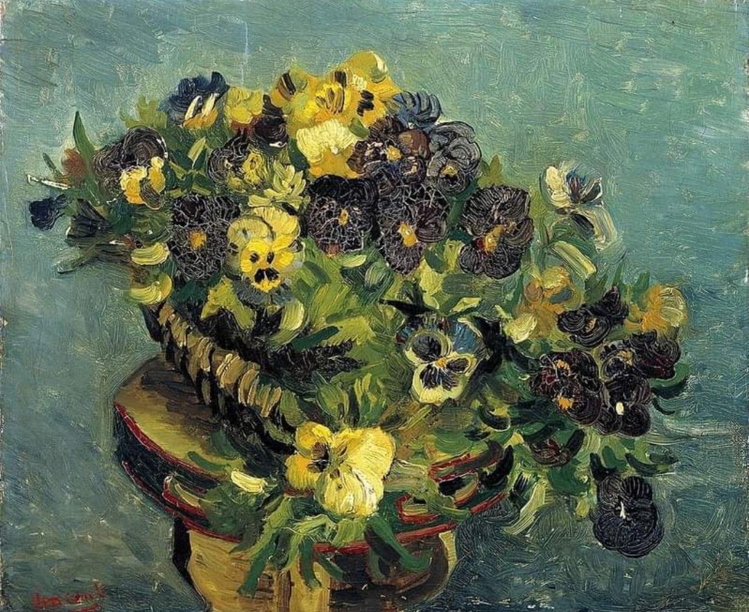 jcbo42's tweet photo. From Van Gogh,  the life
Van Gogh
Basket of Pansies, May 1887. 
Oil on canvas, 46.0 x 55.0 cm. 
Van Gogh Museum, Amsterdam. https://t.co/l77oIdUxRQ
