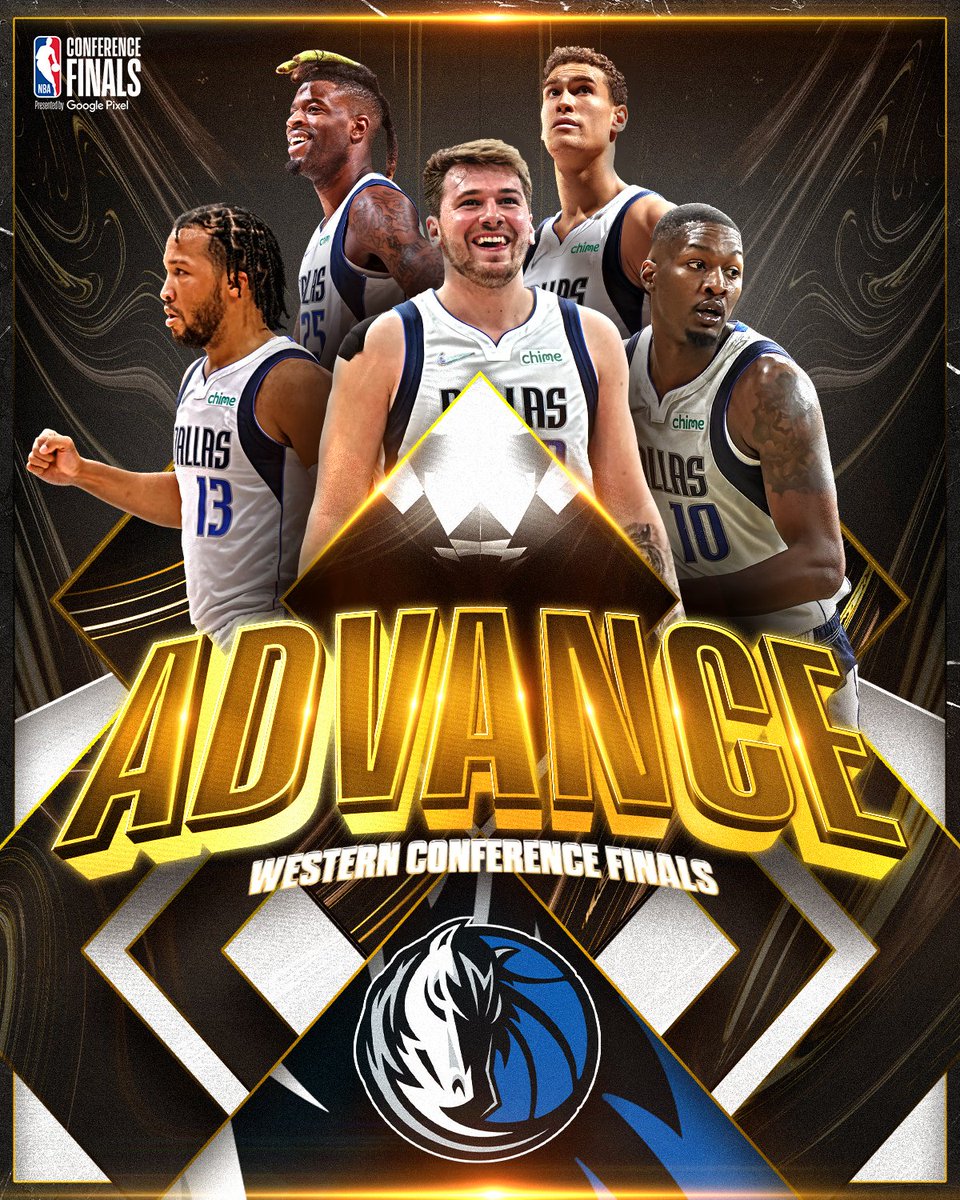 The <a href="/dallasmavs/">Dallas Mavericks</a> win Game 7 and advance to the Western Conference Finals! #MFFL 

#NBAConferenceFinals presented by Google Pixel