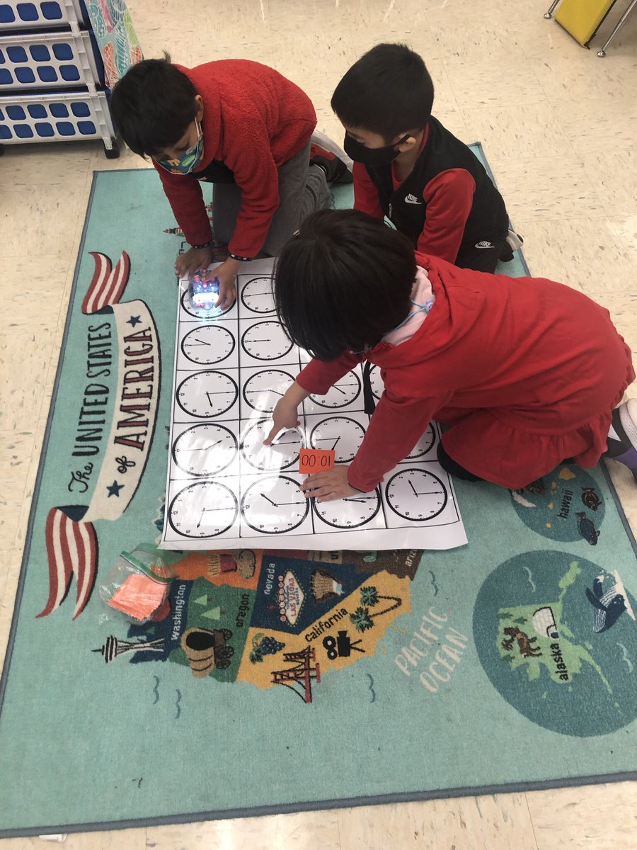 Miss_Hotz's tweet photo. Students collaborated with Bee bots to review time concepts https://t.co/Zn86gT4seU