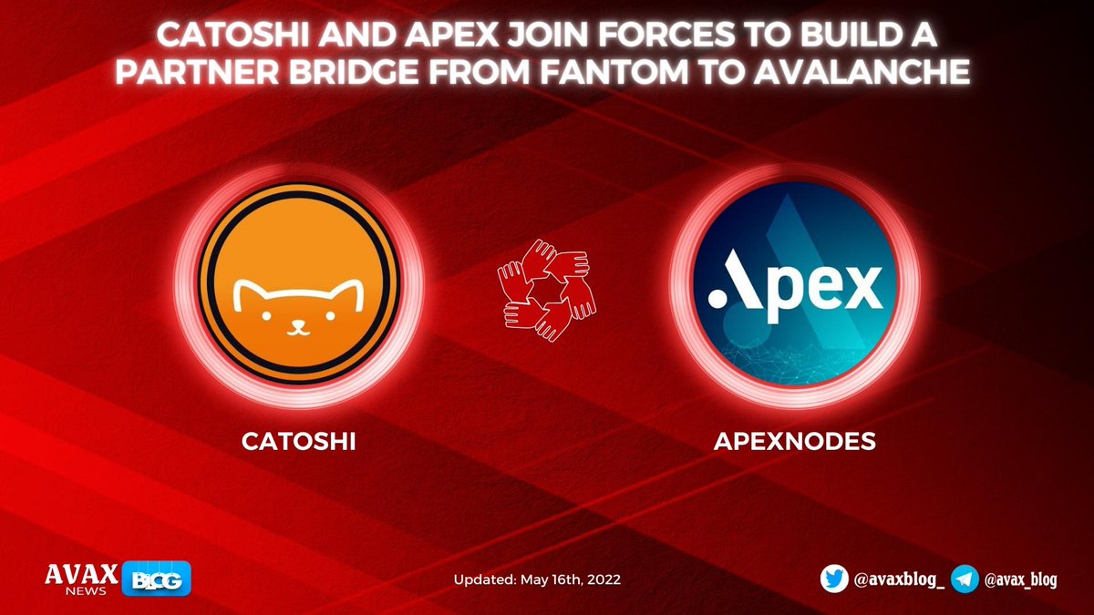 avaxblog_'s tweet photo. 🥳 @OriginalCatoshi is partnering with @apexnodes
The #ApexBridge will be insured by #UnoRE creating further security for bridge users above and beyond the existing market leading security and safety that #Catoshi bridges provide 🤩
#AVAXBlog #AVAX $AVAX #Catoshi #Apexnode https://t.co/fXsFBEF1rs