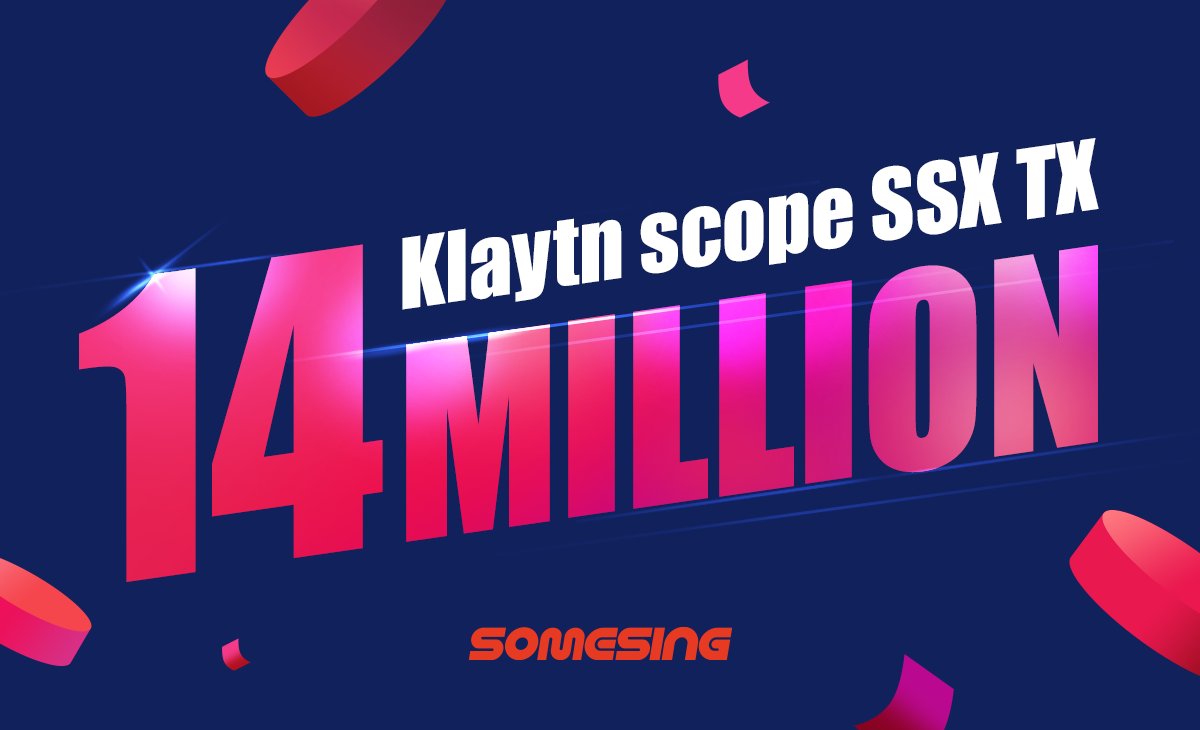 somesinglovers's tweet photo. SOMESING is very pleased to announce that its token transation(TX) on the Klaytn mainnet has surpassed 14M thanks to our users! We will keep doing our best for a better service! 
Stay tuned with us! 

👉https://t.co/DaI3FG3Jqm

#SOMESING #14M #TX #Klaytn #SSX https://t.co/9pcTsUwLMC