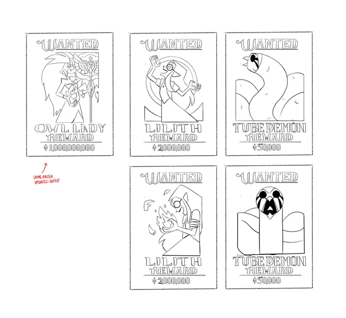 also had the honor of making the new wanted posters. Here are some studies I did 