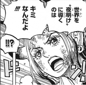 さくら ワンピース考察好き 今週のワンピ ワノ国に居座るカイドウを倒す者 キングが待ち望む者 ジョイボーイ ルフィ ジョイボーイは世界を夜明けに導く者という認識だった だけど ヤマトはモモの助に 世界を 夜明け に導くのはキミなんだよ と