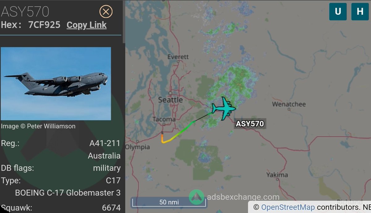 vcdgf555's tweet photo. Neat visitor to JBLM!
ASY570 is π¦πΊ RAAF Boeing C-17A A41-211 #7CF925 https://t.co/XgGMPetZ1Z