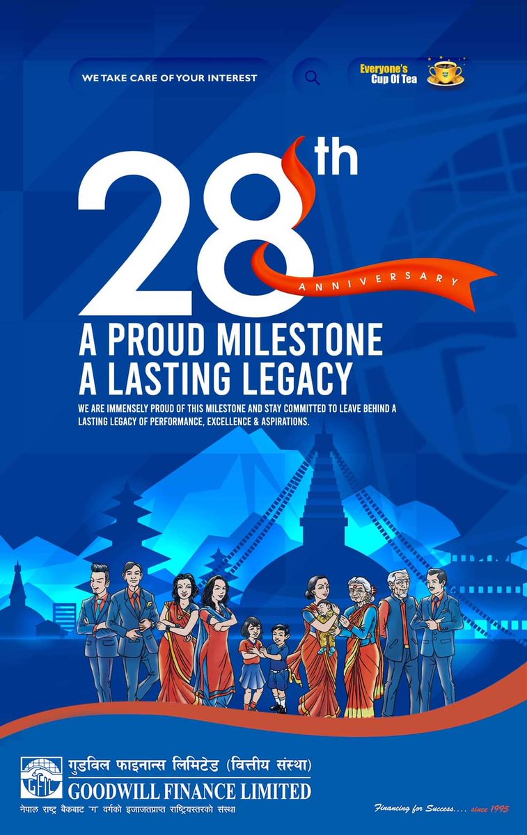 DilipMuna's tweet photo. A Proud Milestone, A LASTING LEGACY
We are immensely proud of This milestone and stay committed to leave behind a lasting legacy of performance, excellence & aspirations.
#goodwillfinance #anniversary #milestone #gfil #Nepal https://t.co/QcGAABW4bt
