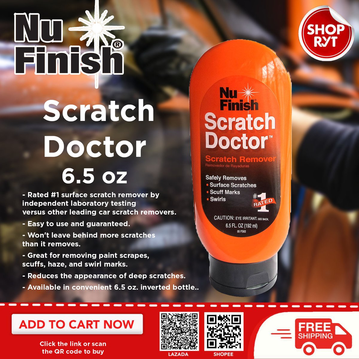 Nu Finish Scratch Doctor safely removes surface scratches scuff