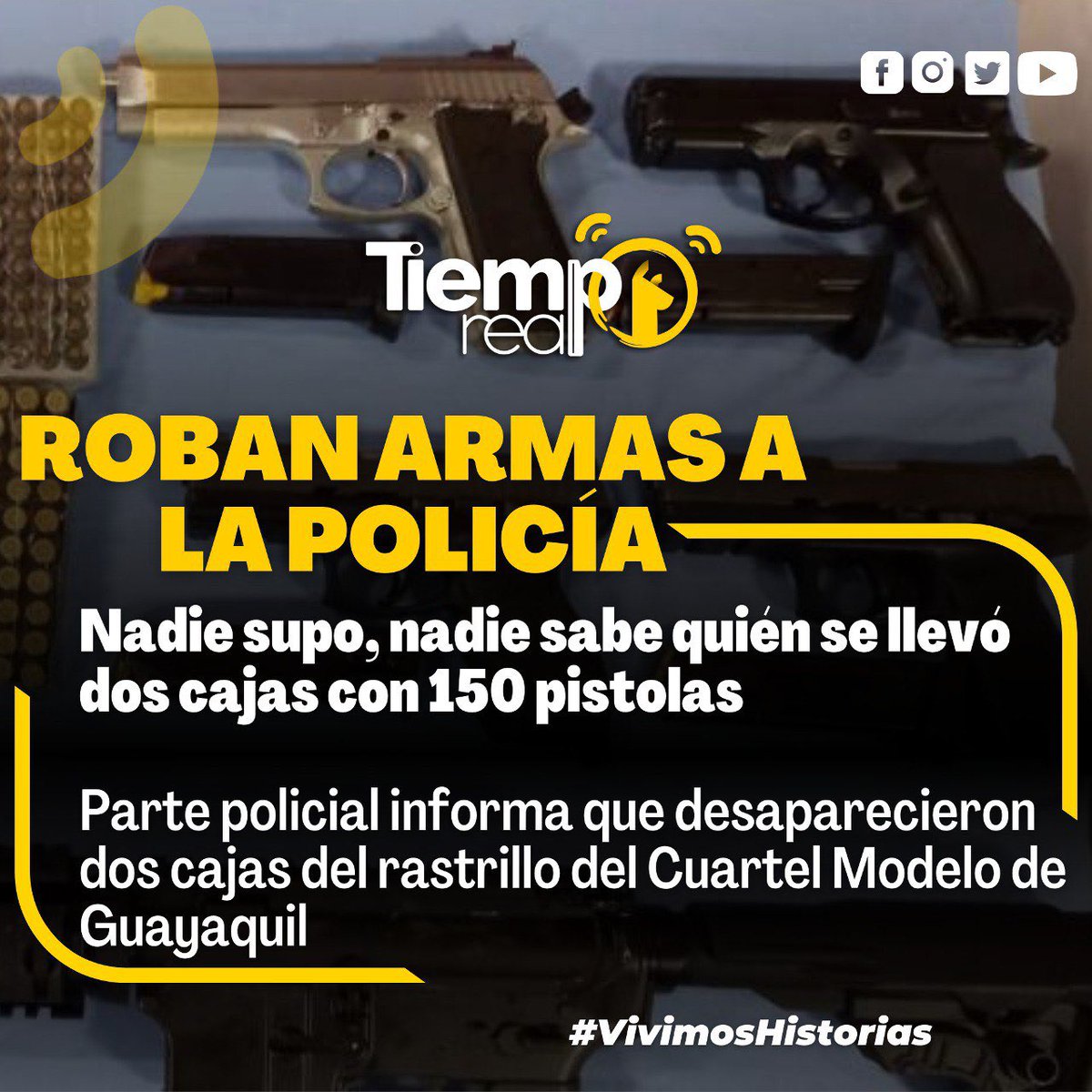 TiempoRealEC's tweet photo. 🔴.#URGENTE |
📌 Se filtra parte policial que da cuenta de la desaparición de dos cajas 📦 que contenían 150 pistolas Smith &amp; Wesson.
📌 Agentes de la @PoliciaEcuador se tiran la pelotita en el rastrillo del Cuartel Modelo de #Guayaquil 
📌 @MinInteriorEc @CarrilloRosero https://t.co/4z2C42Pxh5