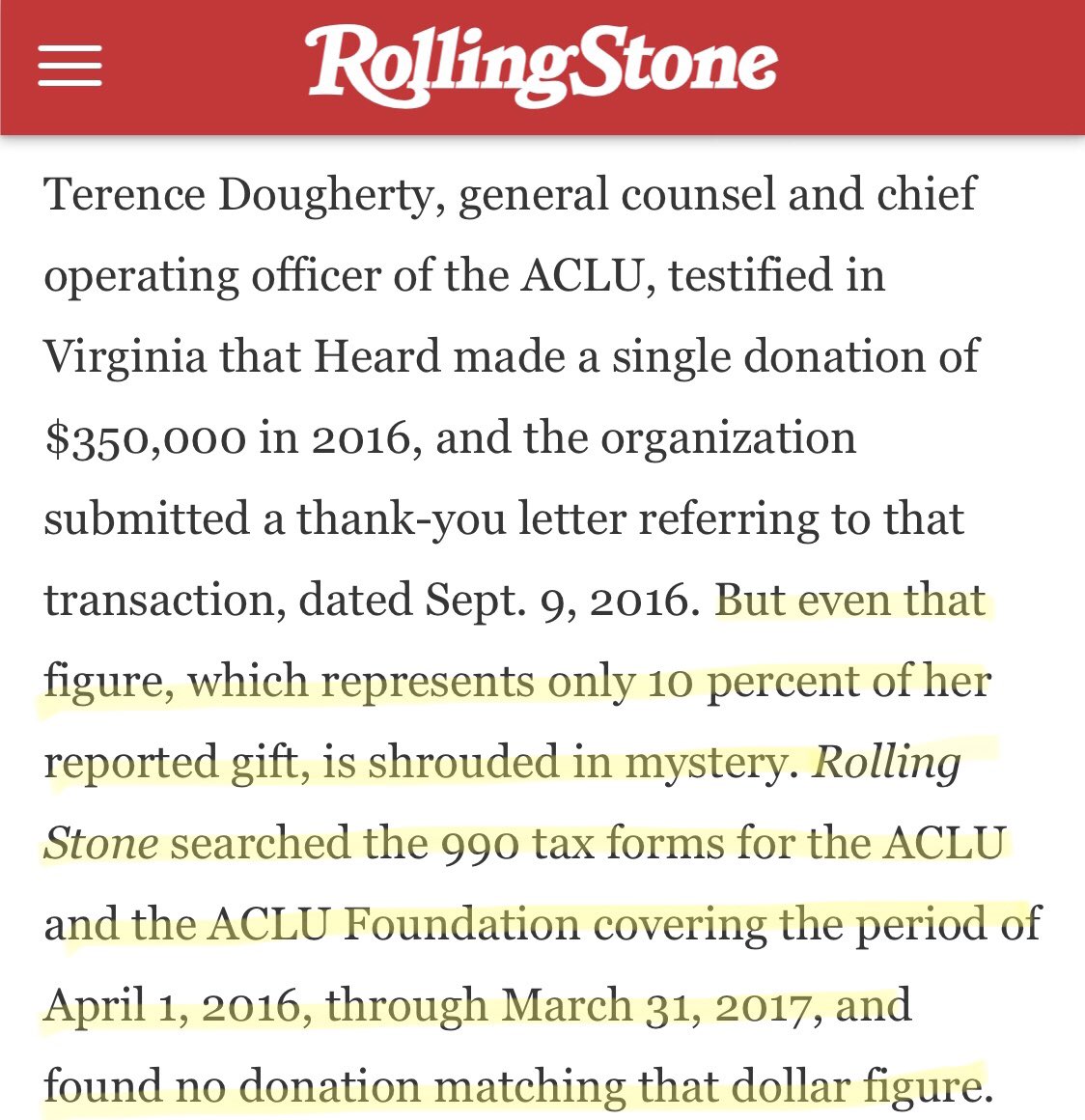LillyJane916's tweet photo. In short, Amber Heard is a fraud. And the ACLU was complicit in helping her lie to the world.
They all wanted to step on Johnny Depp and use his name bc they knew his celebrity would bring attention to them and increase their status. https://t.co/PkYzFNPvKk