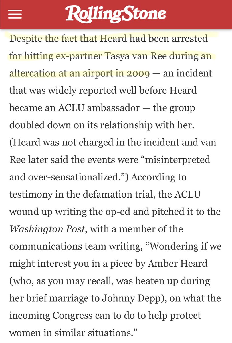LillyJane916's tweet photo. In short, Amber Heard is a fraud. And the ACLU was complicit in helping her lie to the world.
They all wanted to step on Johnny Depp and use his name bc they knew his celebrity would bring attention to them and increase their status. https://t.co/PkYzFNPvKk