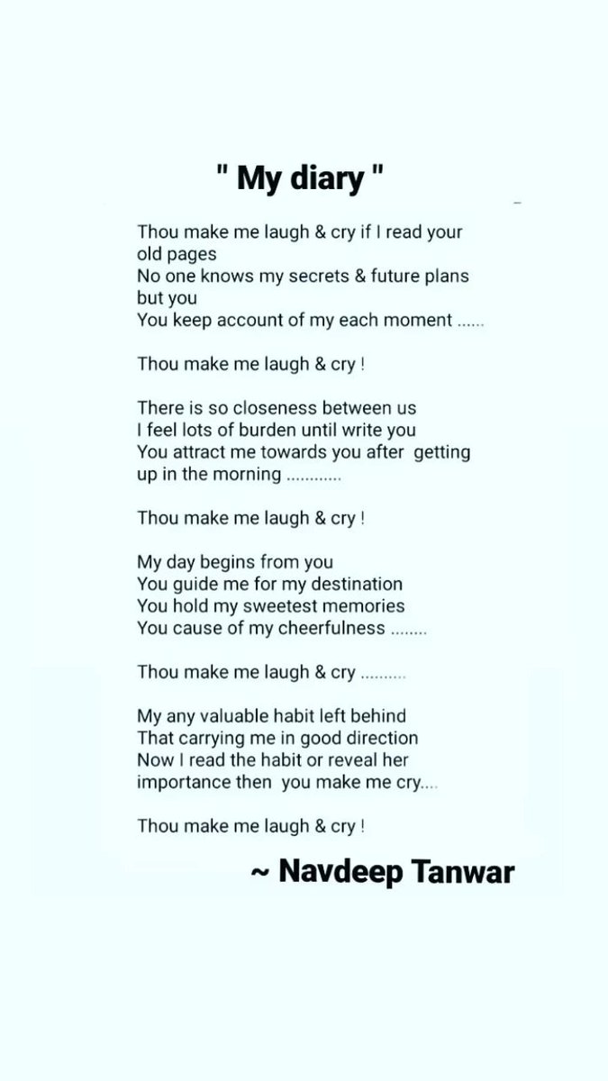 NavdeepTanwar4's tweet photo. It's my new poem " MY DIARY" https://t.co/FilHO36bas