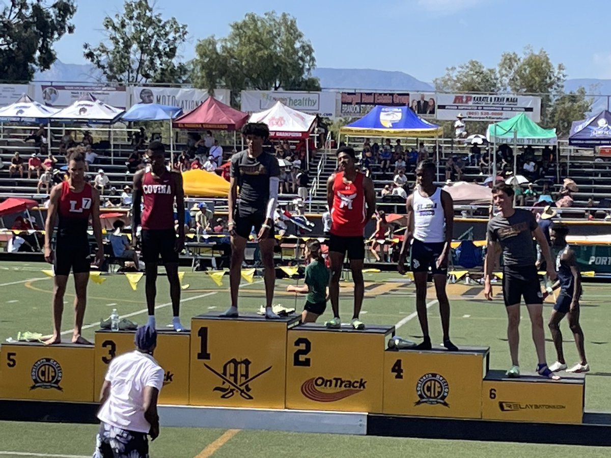 CovinaAthletics's tweet photo. @CIFSS 🏃🏽‍♂️ placers for the @CovinaColts 
Noah Sinpoonpak - 2nd Pole Vault
Marcial Velazquez- 3rd Pole Vault
Kerry Smith - 3rd 400m
Cory Gamero - 3rd discus 
Estevan Brown - 5th long jump
@CovinaValleyUSD @James_Escarcega @SGVNSports https://t.co/NRs9NCjxIG