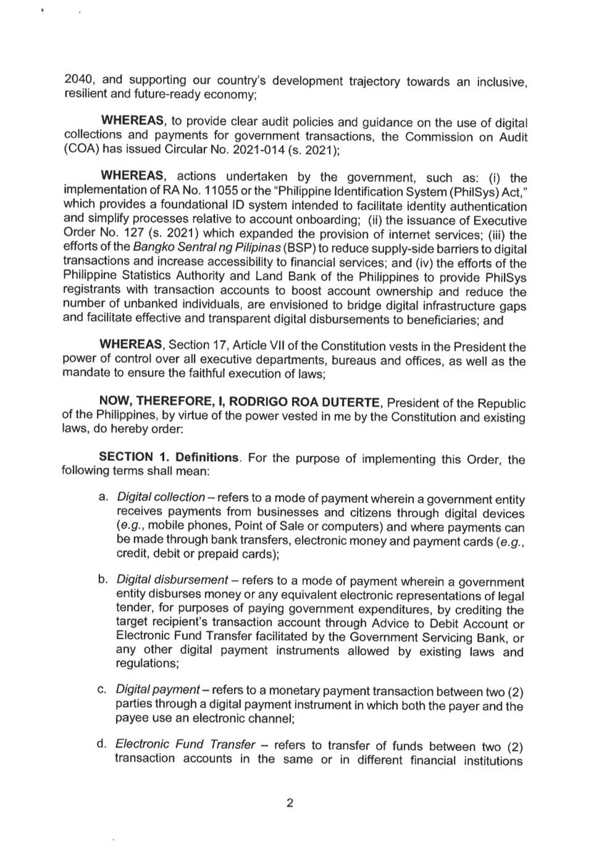 manilabulletin's tweet photo. JUST IN: Malacañang issues Executive Order No. 170, ordering government offices to adopt digital payments for disbursements and collections. [1/2] | via @argyllcyrus_MB https://t.co/BPSgvKDIOP