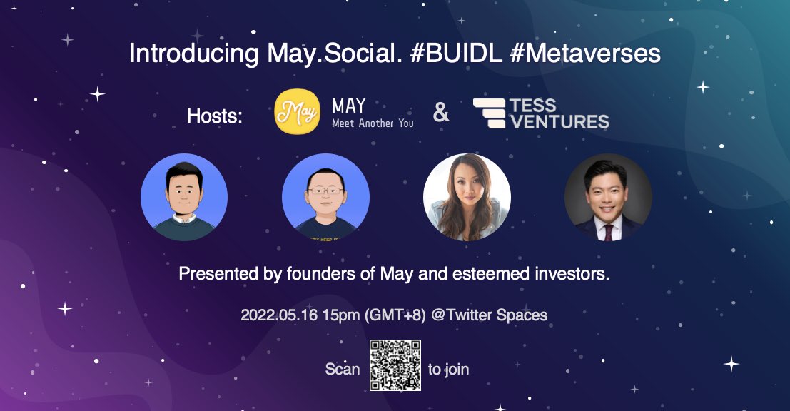 May_Social's tweet photo. Tune in for our Twitter Space at 15pm (GMT+8) with May Team, investors and community! 🗣

https://t.co/Iq5poWs7tD https://t.co/yMpbpbPnSb
