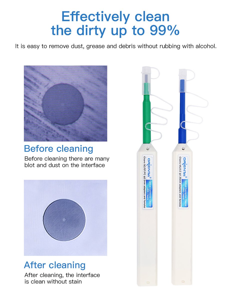 OrientekOptical's tweet photo. In order to improve the quality of the #optical #fiber connection and the accuracy of the test, we recommend that you use a cleaning pen to clean the connector, even if it is a new test instrument and fiber connector, it is best to clean it before use
#FTTx #networking https://t.co/p6FCK8xGv6