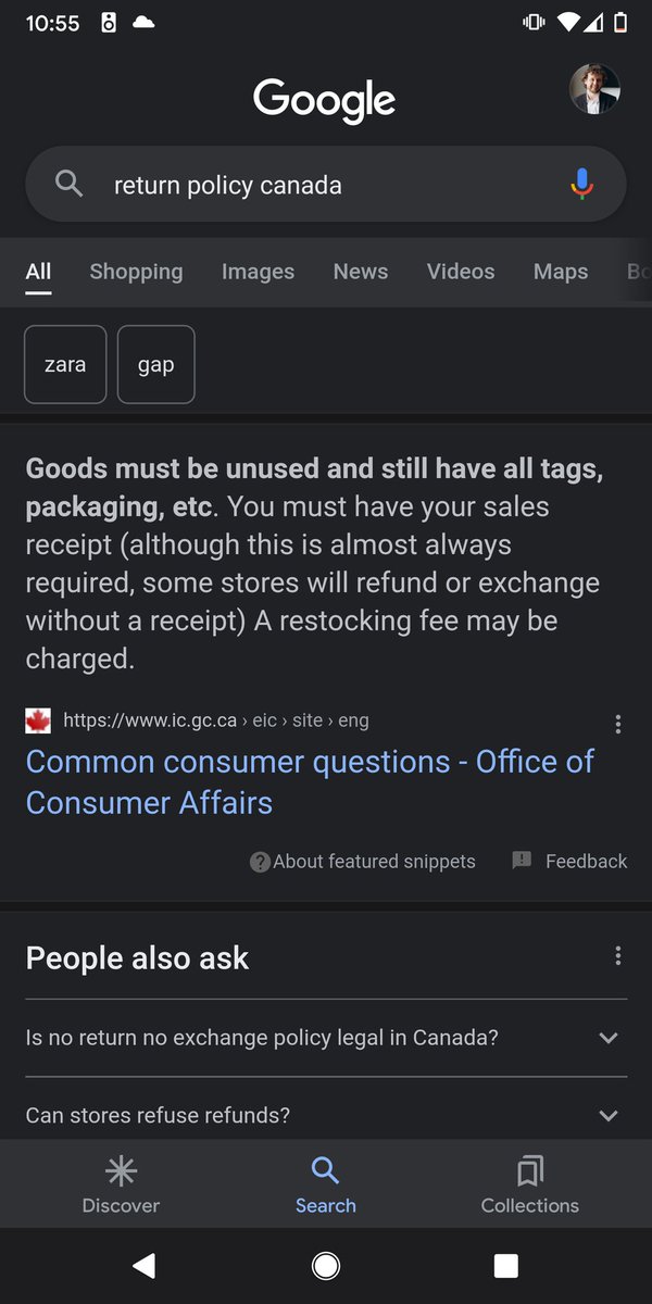 sergey_alakov's tweet image. I don&apos;t think I&apos;ve seen this before. Google is showing refinement bubbles for large retailers for policy related queries.
