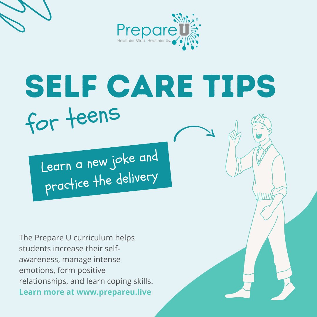 PrepareU2's tweet photo. Find joy in making other people laugh, or keep yourself in stitches. Laughter is the best medicine.

Prepare U is observing Mental Health Awareness Month with one self care tip a day in May!
#mentalhealthawareness #teenmentalhealth #socialemotionallearning #socialemotionalskills https://t.co/816sdwxQko