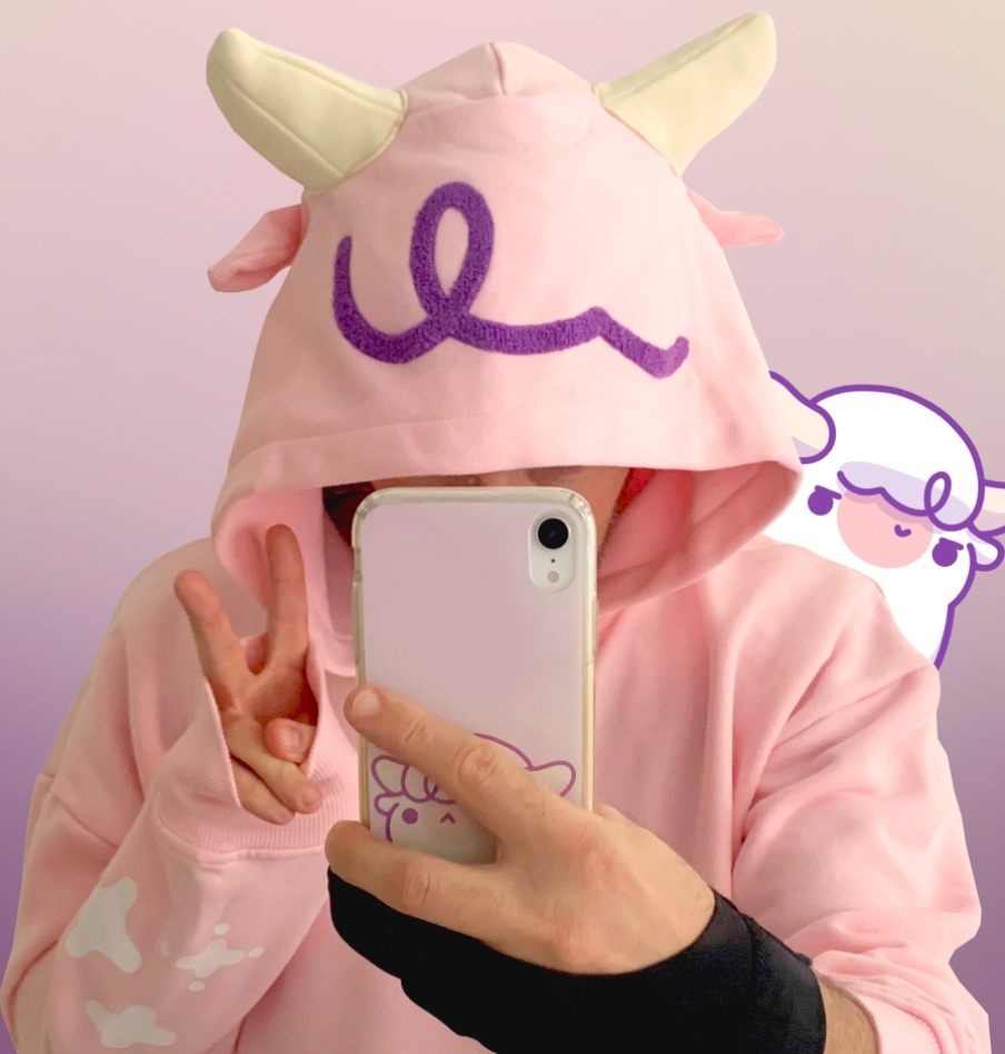 gmcafeNFT's tweet photo. Testing out the prototype MooHoodie!🐮
I wonder if they'll notice us in public? 🤣 https://t.co/j6wQZdXH9X