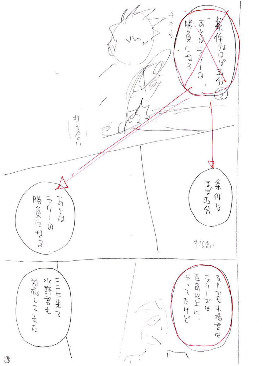 前回のネームと原稿比較。疲れて構図とか思いつかなかったんで「作画の自分、任せた」って感じのネームになってます。 