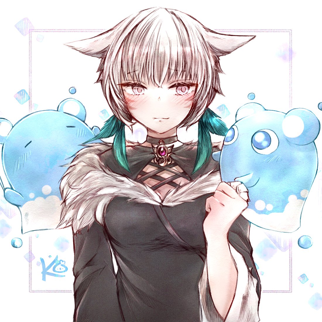 1girl animal ears tail cat ears cat tail smile miqo'te  illustration images