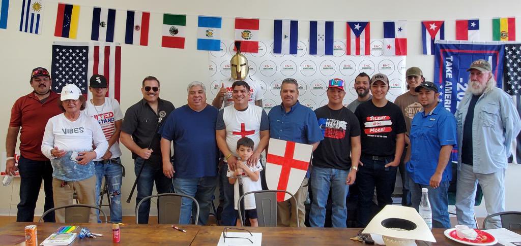AronP3's tweet photo. We can do all things through Christ whom strengthens us! Great kickoff of the #RGVRMen group at the @RNC_RGV & gun range in Sullivan City! We were joined by commissioners & community leaders ready to #WalkAway elect good conservative candidates this November! #RGV #LeadRight 2A https://t.co/Ygr56DSBIe