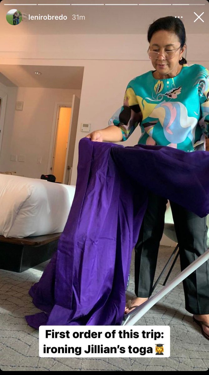 inquirerdotnet's tweet photo. LOOK: Vice President Leni Robredo took to Instagram to share update about the first thing she did during her family’s trip to the United States: “Ironing Jillian’s toga.’

Robredo is in the U.S. to attend her youngest daughter’s graduation at New York University. | 📷Robredo https://t.co/WPp1hako3i