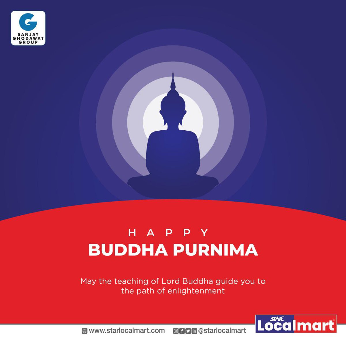 StarLocalmart's tweet photo. We are wishing you peace, love, happiness, good health and prosperity on the blissful day of Buddha Purnima.
https://t.co/JdmZEUbpOm
#bhudhapurnima
#SanjayGhodawatGroup #StarLocalmart #SGGRising #VocalForStarLocal #GhodawatRetail #RetailRevolution #OrganizedRetail #RetailIndia https://t.co/GeJcmugVeL