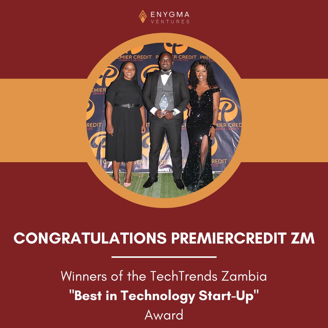 Enygma Ventures (@enygmaventures) on Twitter photo We LOVE seeing investees flourish!
Congratulations @premiercreditzm on bagging the <a href="/techtrends_zm/">Techtrends Zambia</a> "Best in Technology Start-Up" Award for 2021.
We're incredibly proud!
More here: techtrends.co.zm/the-techtrends…
#VentureCapital #WomenInBusiness #TechTrendsZambia #PremierCreditZM We LOVE seeing investees flourish!
Congratulations @premiercreditzm on bagging the <a href="/techtrends_zm/">Techtrends Zambia</a> "Best in Technology Start-Up" Award for 2021.
We're incredibly proud!
More here: techtrends.co.zm/the-techtrends…
#VentureCapital #WomenInBusiness #TechTrendsZambia #PremierCreditZM